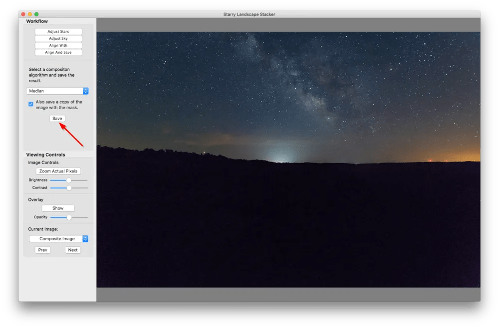 Stack and save your Milky Way in Starry Landscape Stacker.