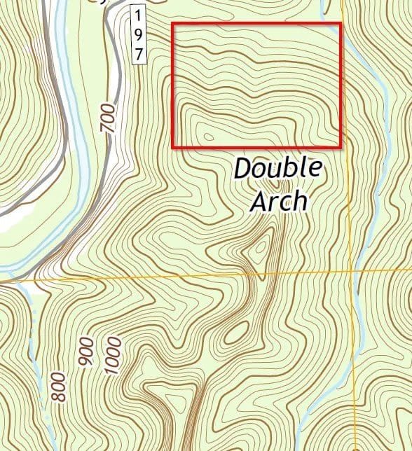 An example of a steep hill on a topographic map.