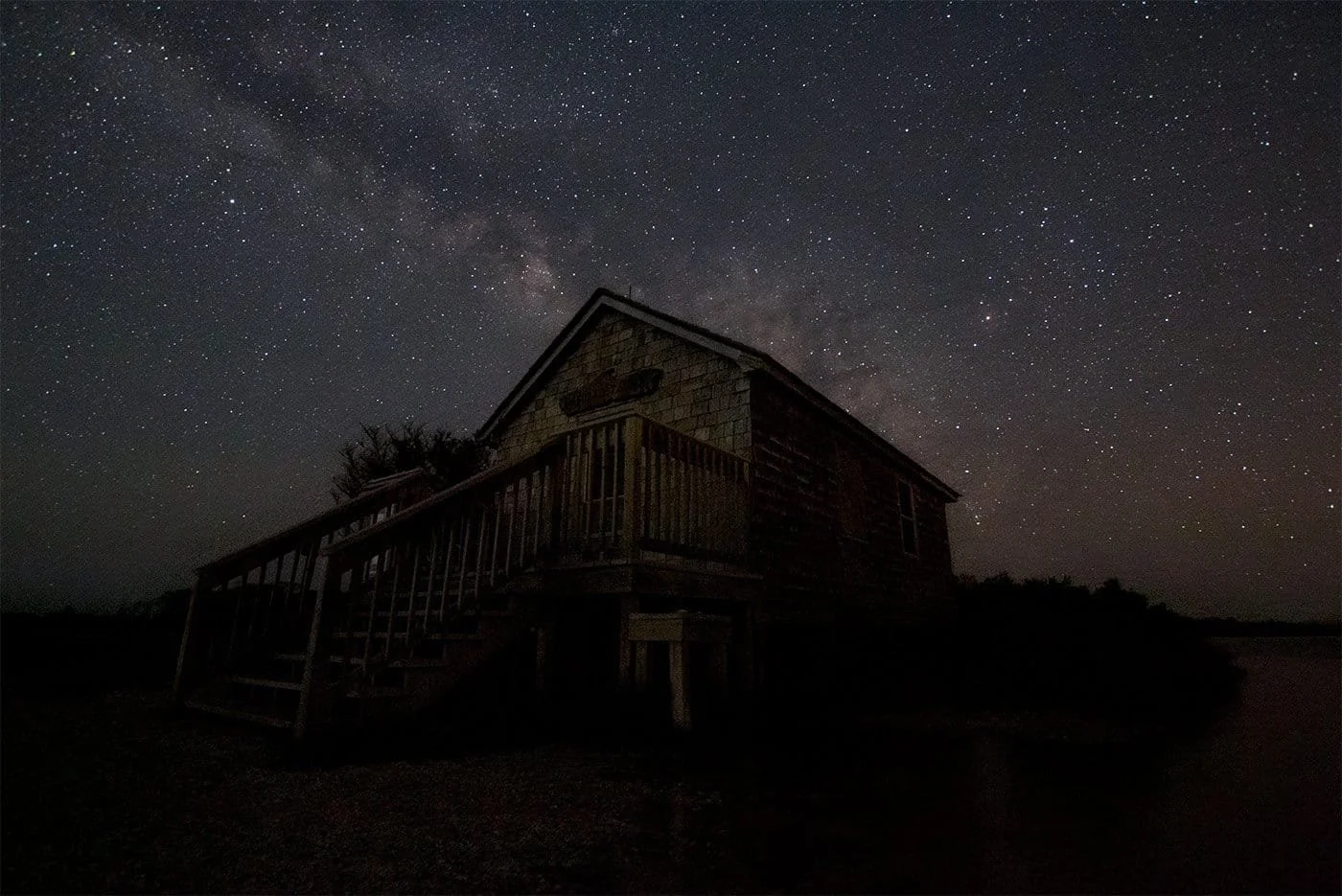The Milky Way over the Naturalist's Cabin in Maryalnd's Assateague Island.