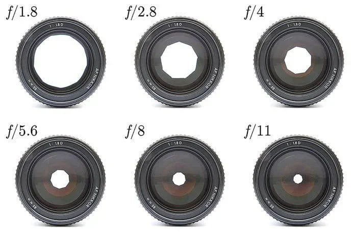 An illustration of the aperture inside of a camera lens.