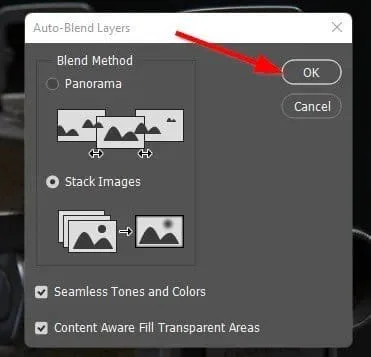 Blend the images into a stack in Photoshop.