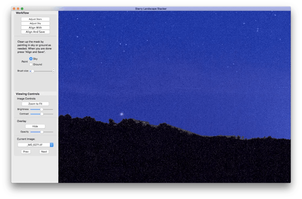 Refine your sky mask in Starry Landscape Stacker.