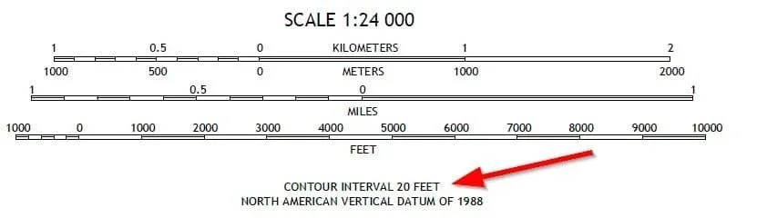 Example of a contour interval from a USGS map.