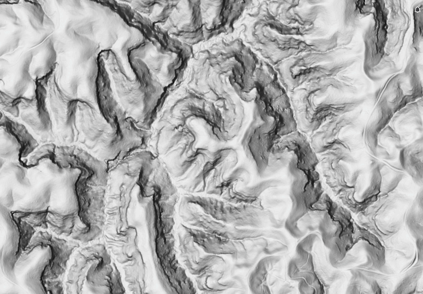 The Parched Corn Creek area of the Red River Gorge on LiDAR.