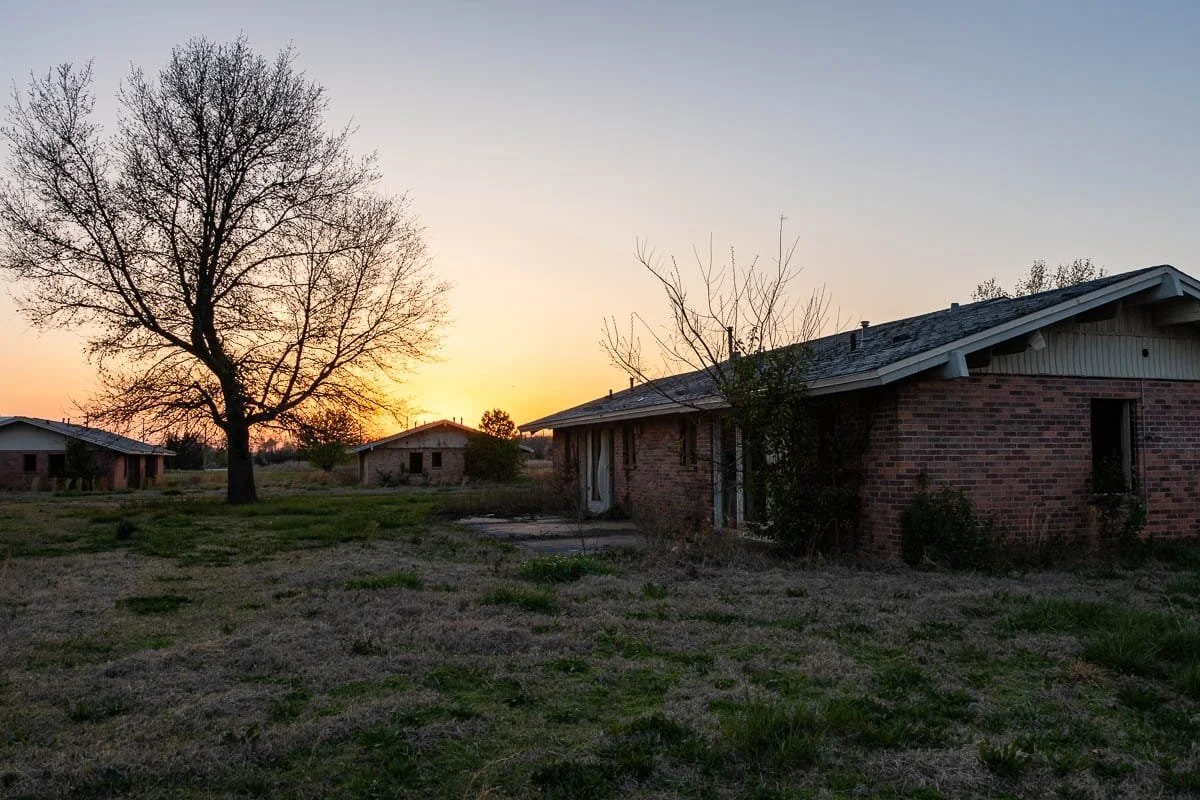 The sun setting on another day in Picher, Oklahoma.