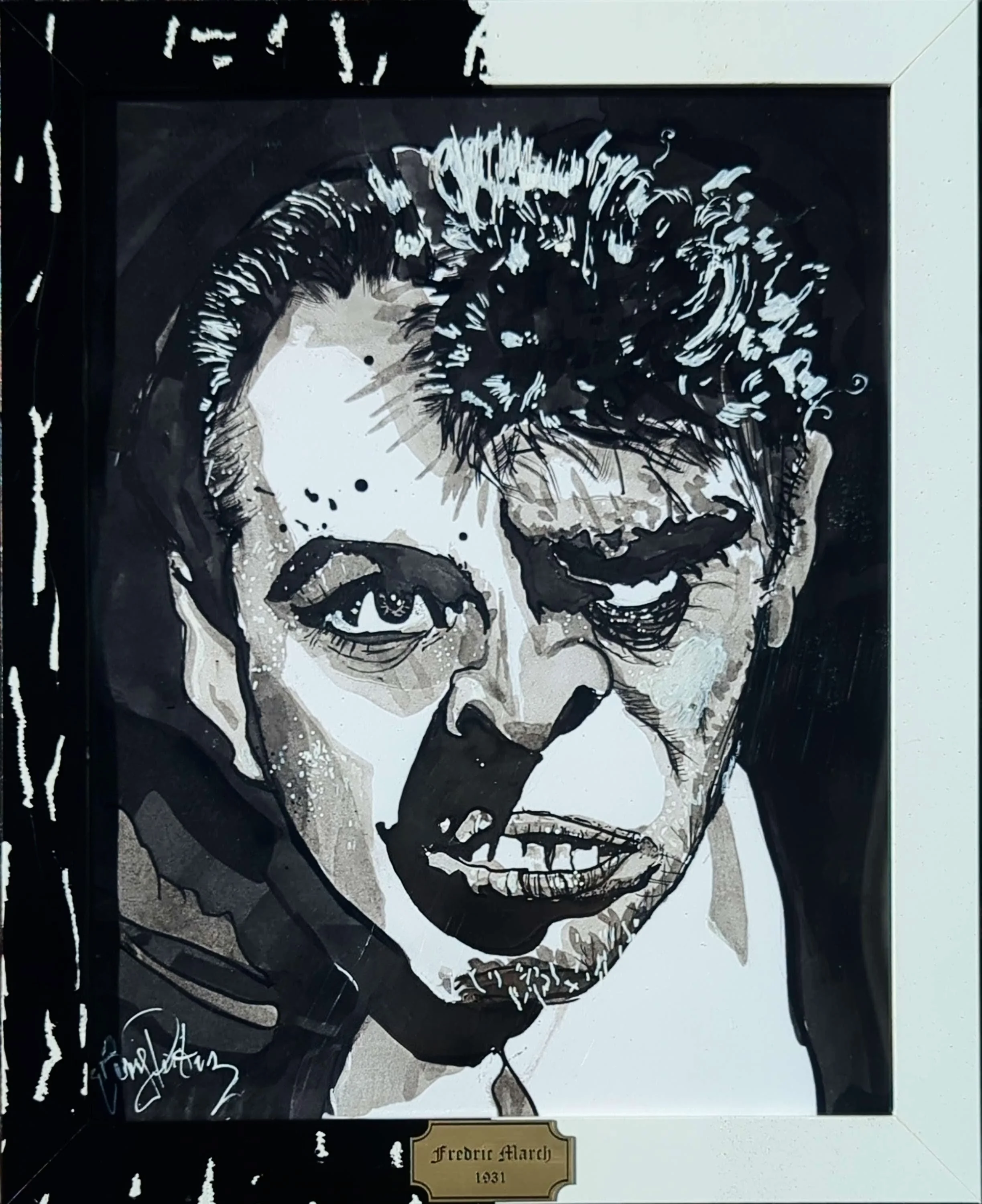 "Fredric March 1931" 21 x 29.7cm Ink and corrective pen 