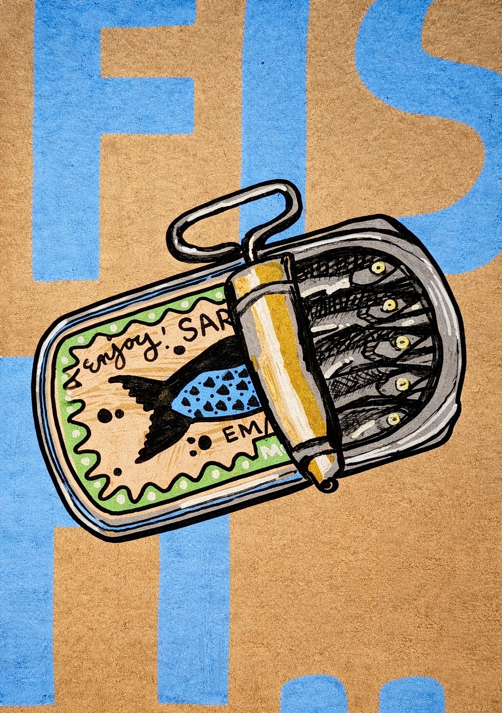 "F-ISH" 21.0 x 29.7 cm POSCA markers