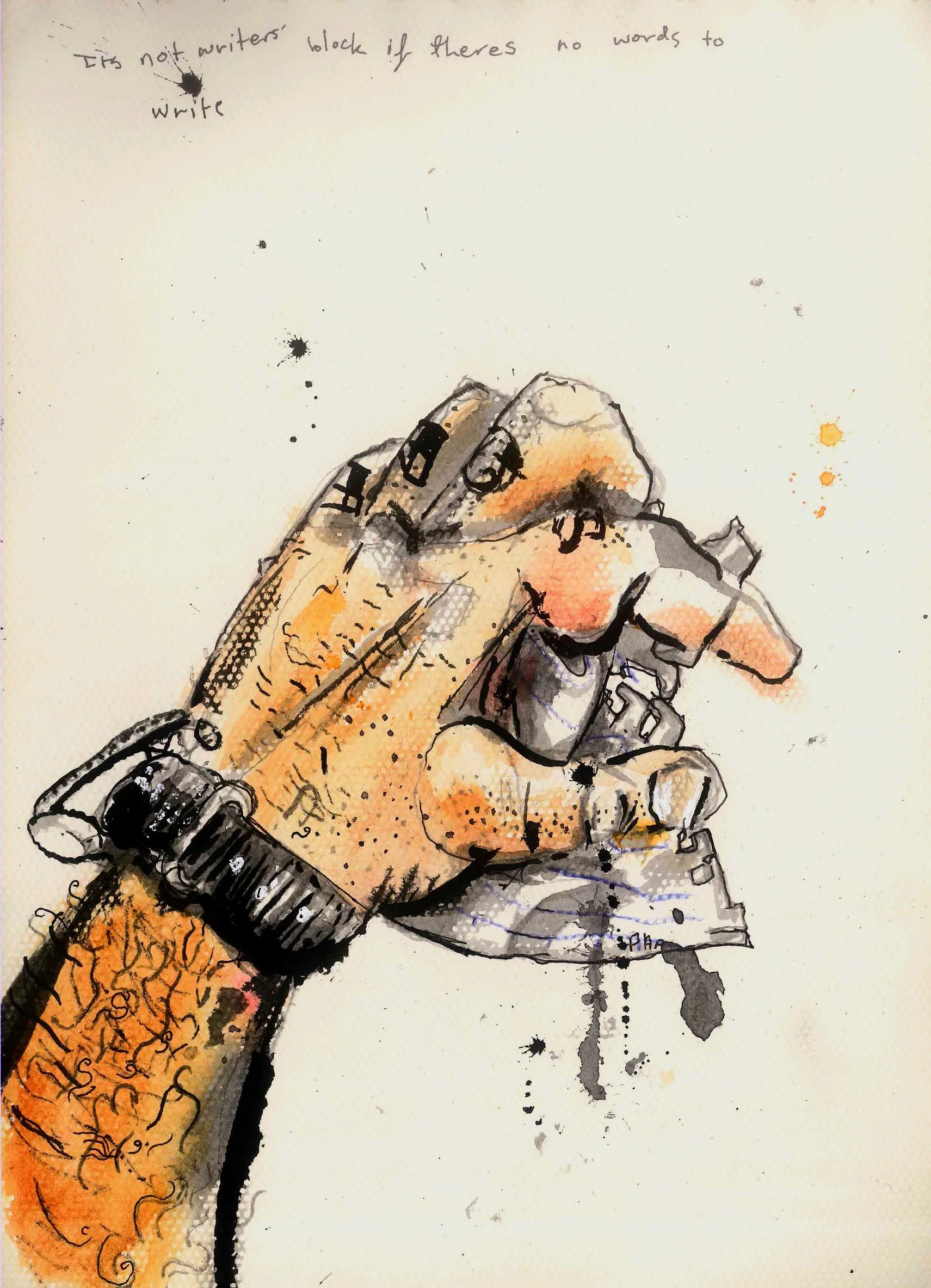 "Writer's Block" 21 x 29.7 cm Ink and watercolor