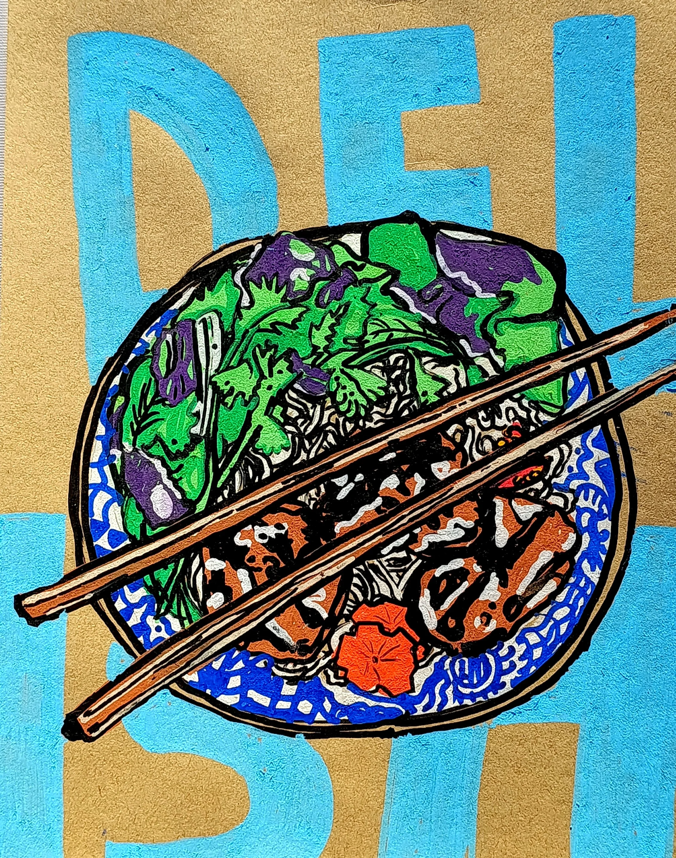 "Del-ISH" 21.0 x 29.7 cm POSCA markers