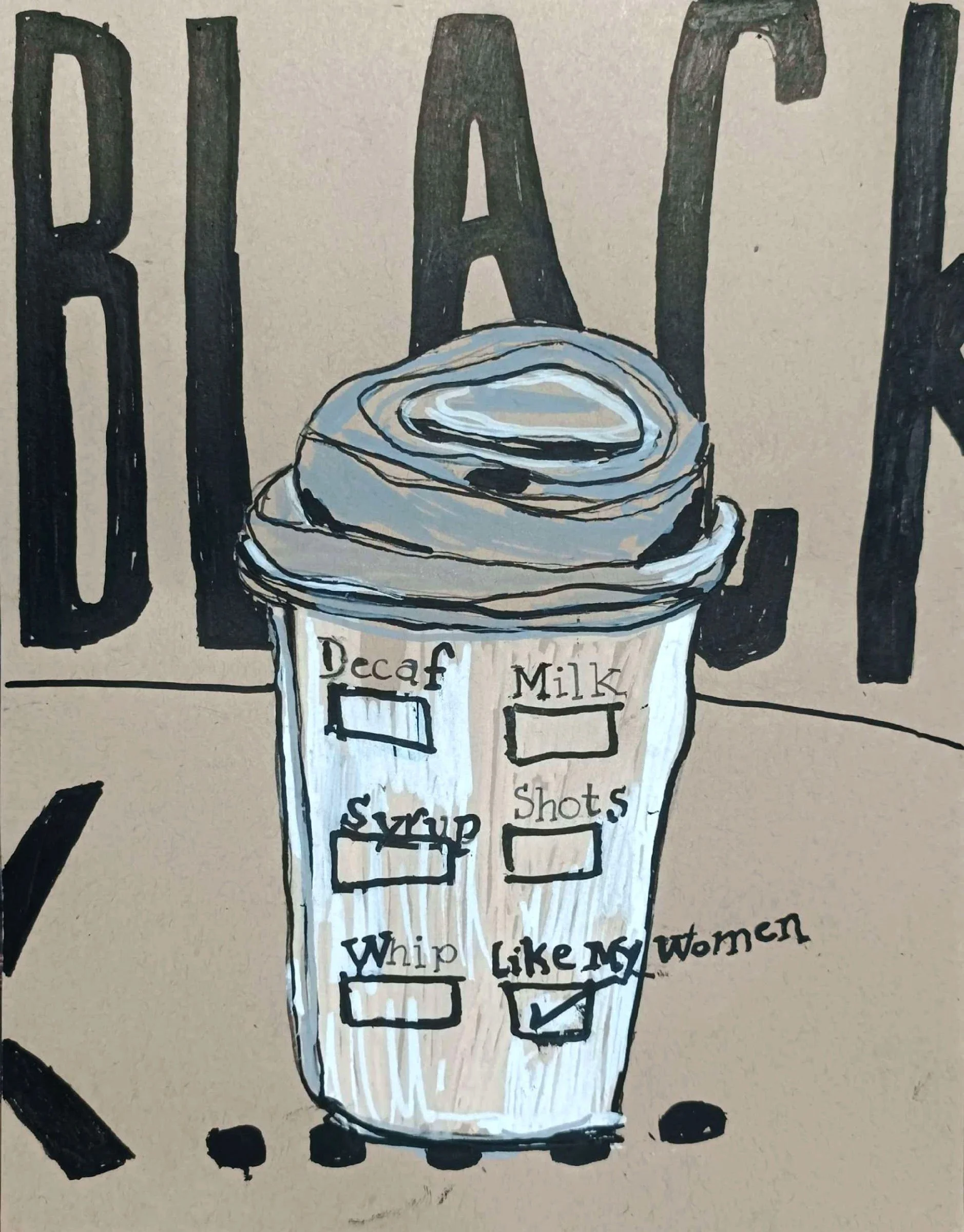 "Bl-ACK" 21.0 x 29.7 cm POSCA markers