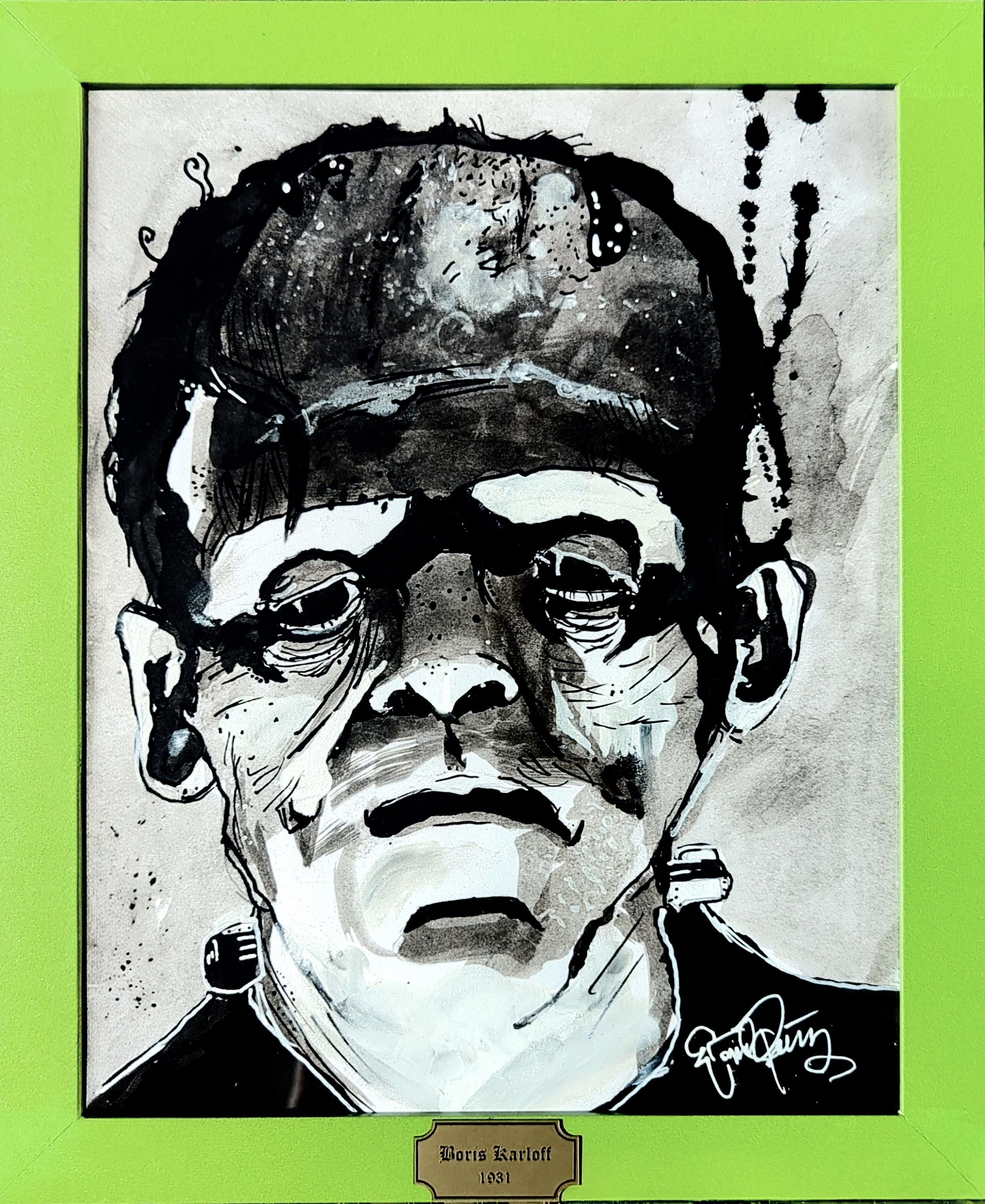 "Boris Karloff 1931" 21 x 29.7cm Ink and corrective pen 