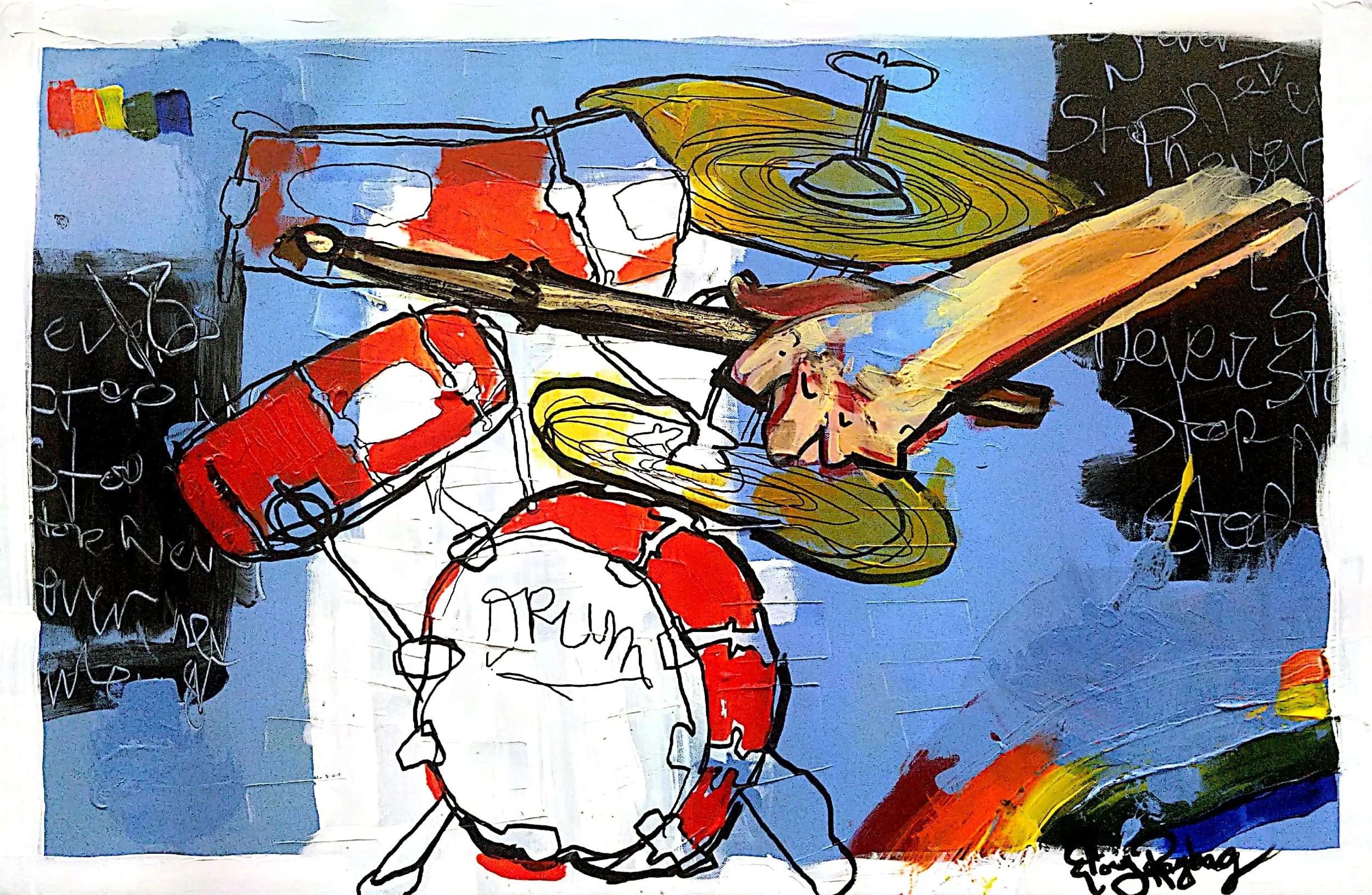 "Portrait of a Drummer" 70 × 100 cm

Oil and acrylic on canvas

(Sold)