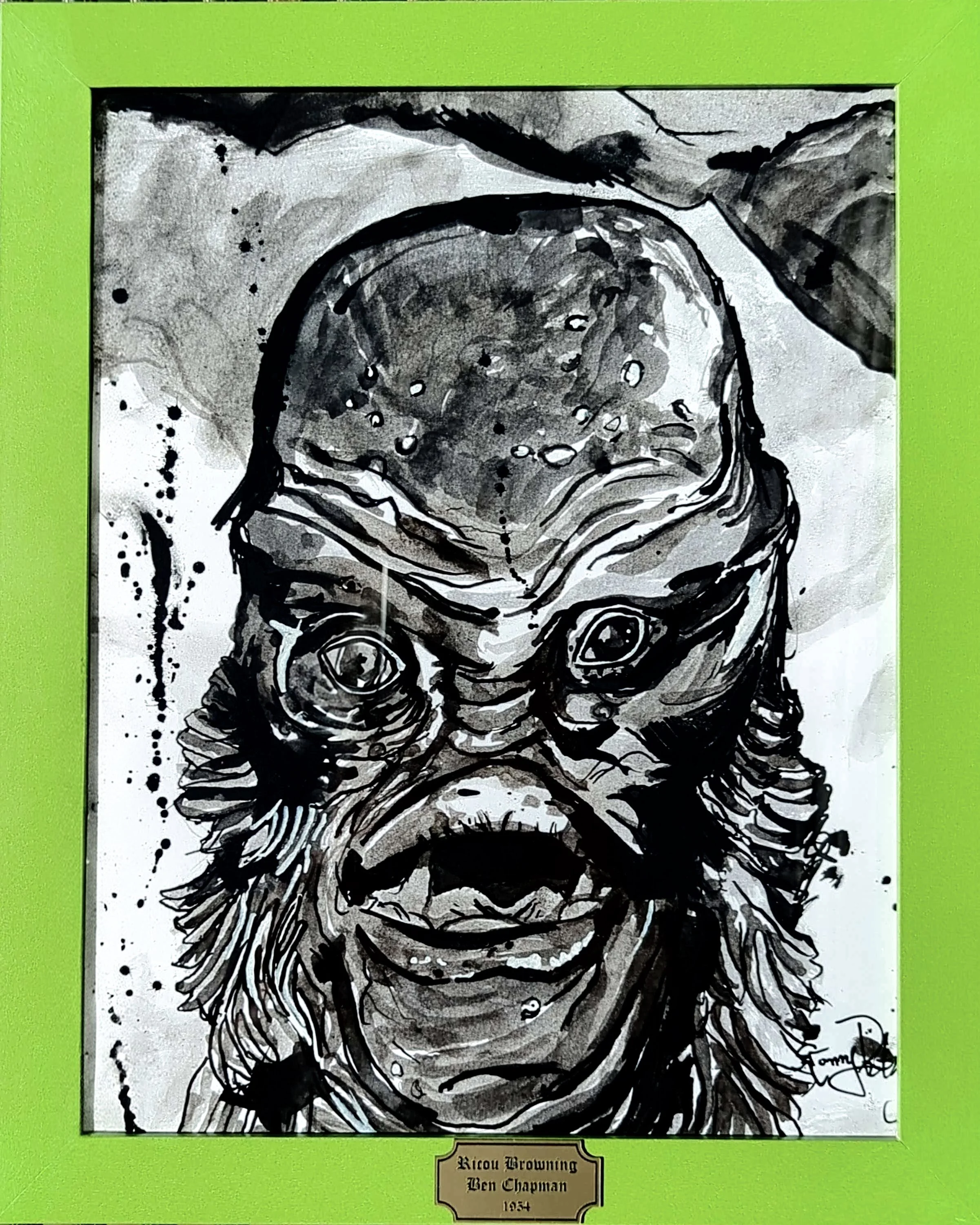 "Ricou Browning/Ben Chapman 1954" 21 x 29.7cm Ink and corrective pen 