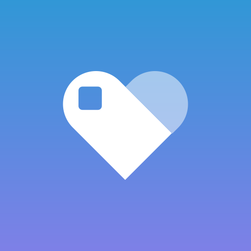 Icon of a heart shape with a price tag in the middle, all on a blue gradient background.