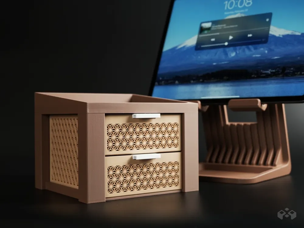 Tablet Stand Riser with Asanoha Drawers