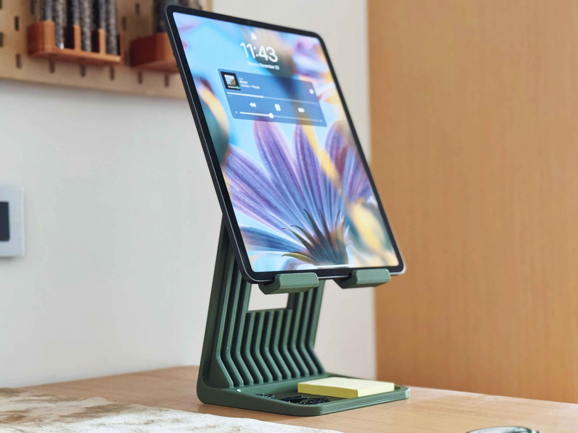 Tablet Stand with Built-In Organizer Tray
