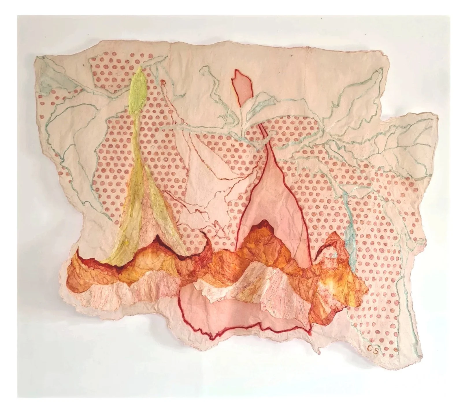 Hand-drawn illustration of a geological cross-section with different rock layers, faults, and mineral deposits, using various colors and textures.