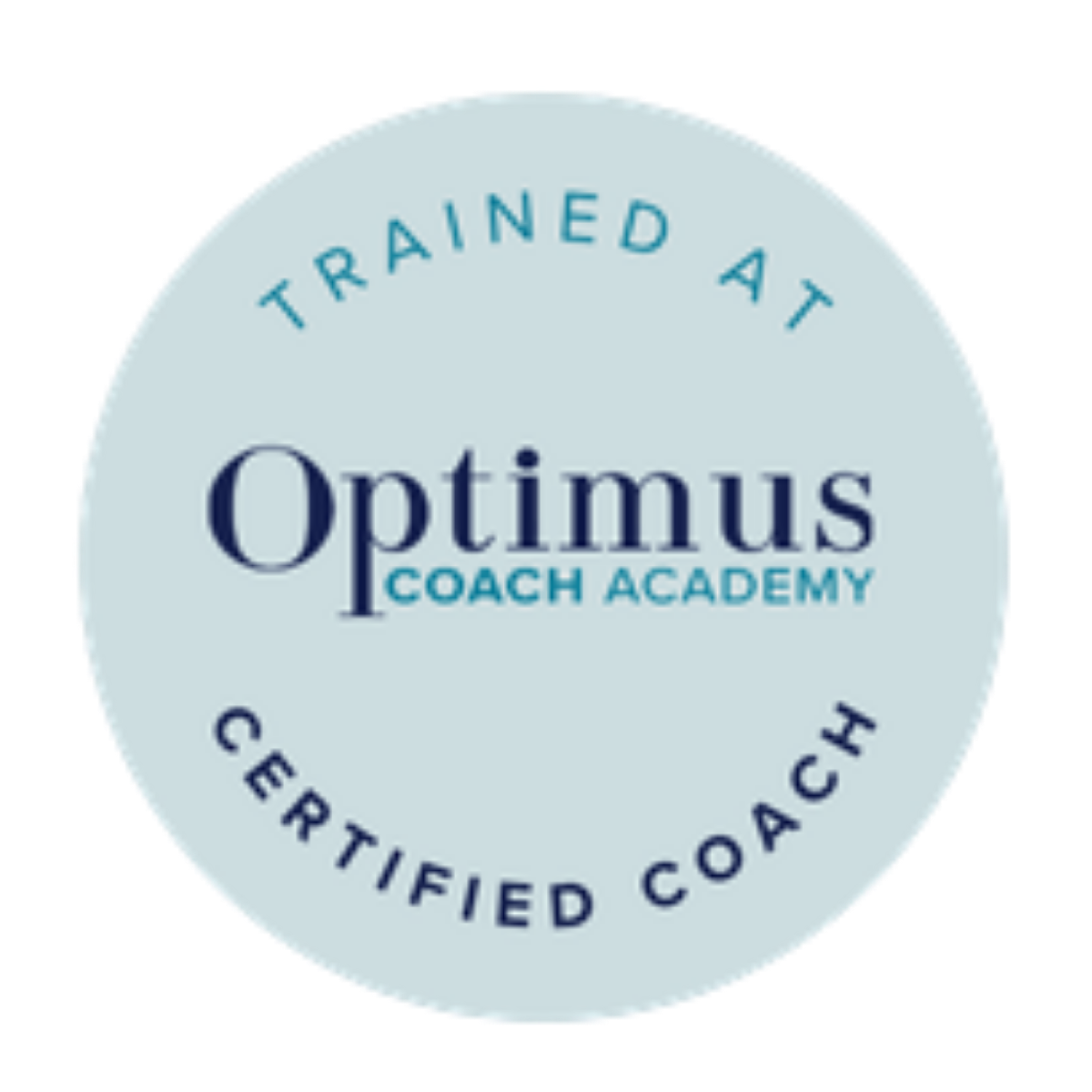 Certification badge for Optimus Coach Academy indicating the individual is a trained and certified coach.