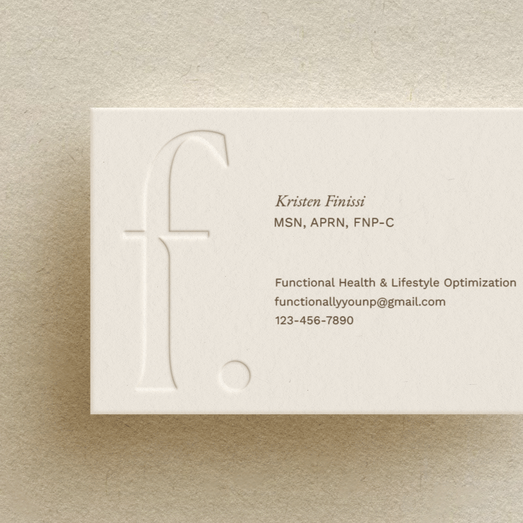  Kristen’s business card featuring the Functionally You logo 