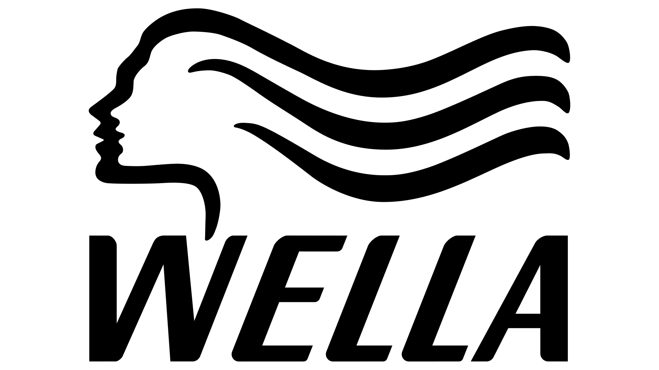 Line art logo of Nike, featuring a stylized Nike swoosh shaped like a woman's profile with flowing hair.