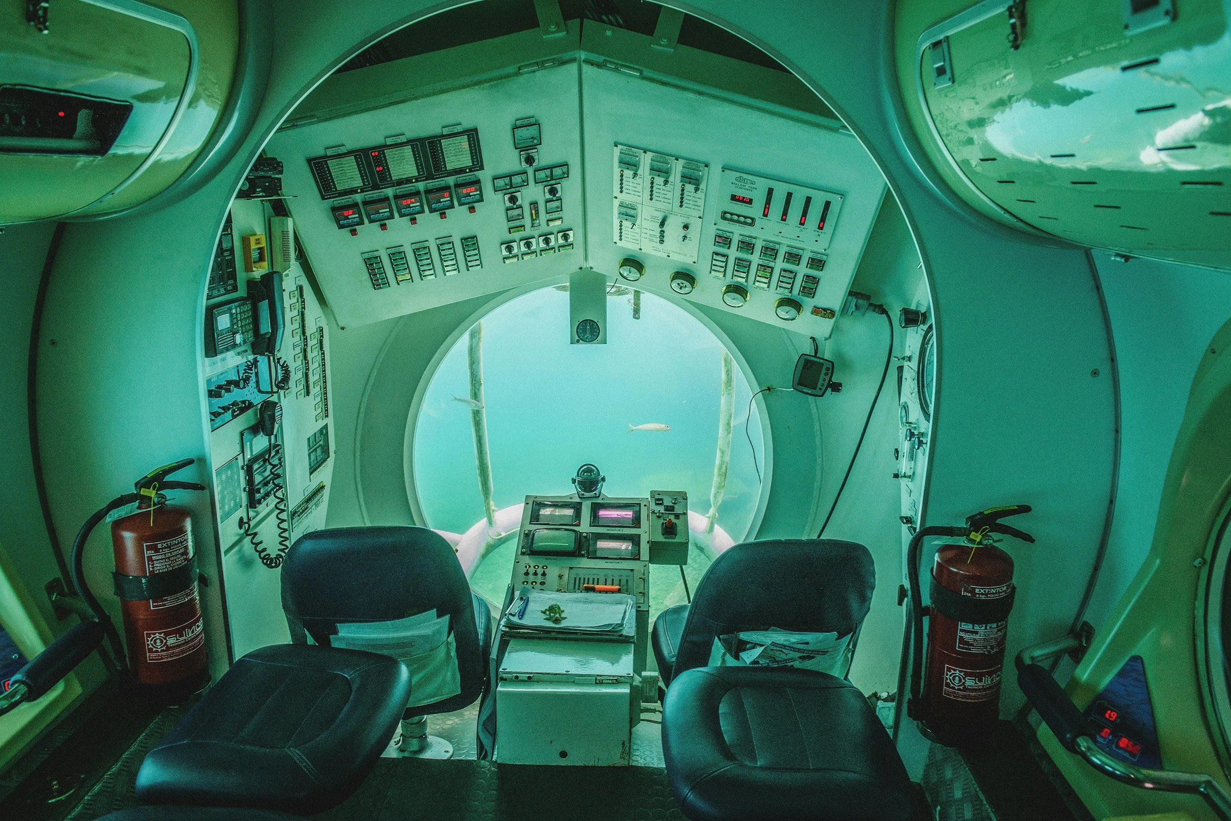 The interior of an ocean capsule that is meant to show the way ships must be pressurized to handle ocean depths