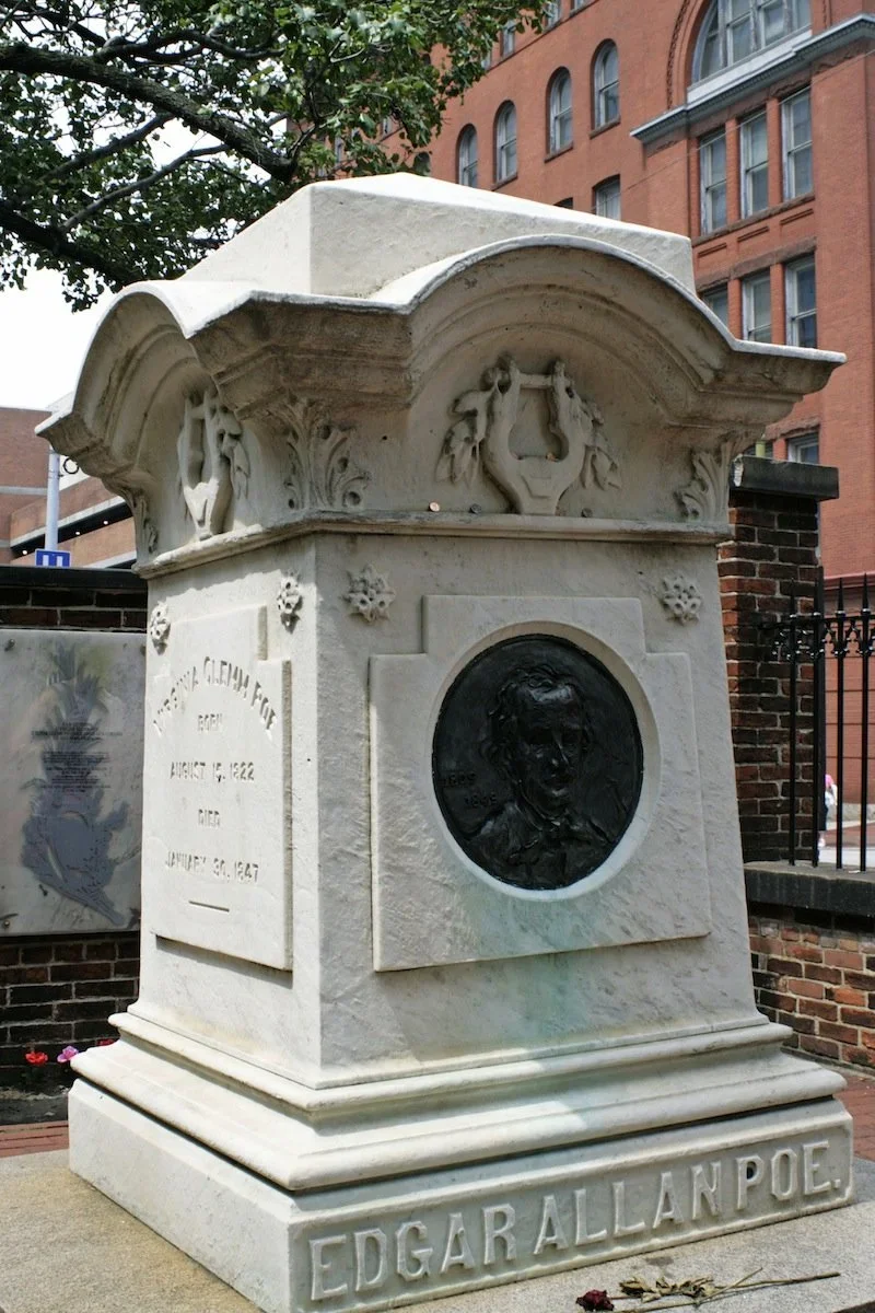 A photograph of Edgar Allan Poe's grave