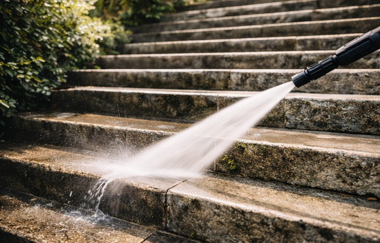 Pressure washing driveway in Gainesville, GA