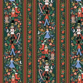Holiday Classics - Holly Jolly Nutcracker - Evergreen And Metallic Gold Metallic Fabric