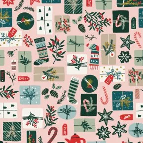 Merry Memories - Opening Presents - Blush Pink Metallic Fabric