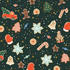 Holiday Classics - Christmas Cookies - Evergreen Metallic Fabric