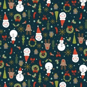 Christmas Lane - Jolly Good Time - Navy Fabric