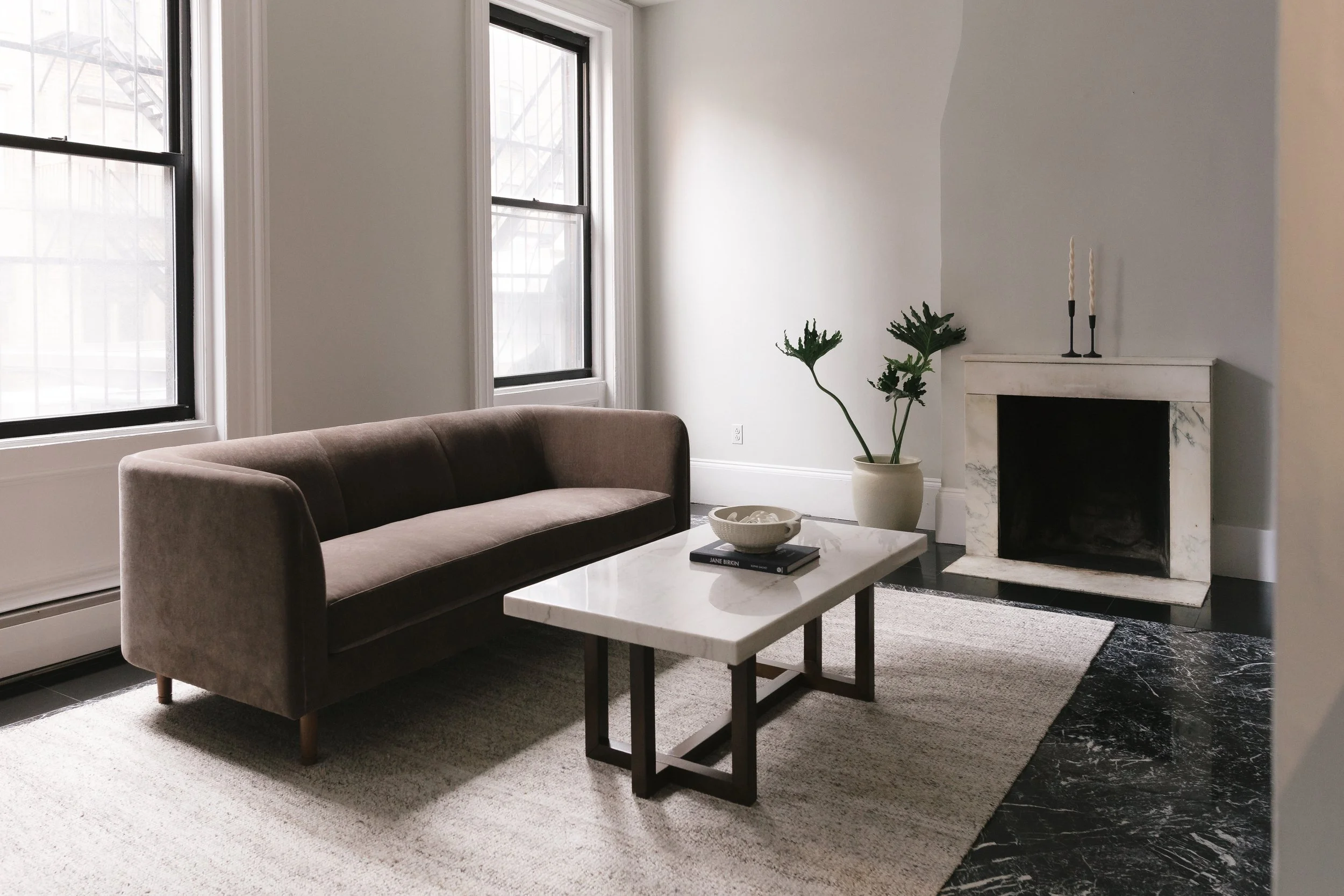 the main lobby at ash on newbury by Ashley Silvano hair, 134 newbury st, airy two floor luxury hair salon.