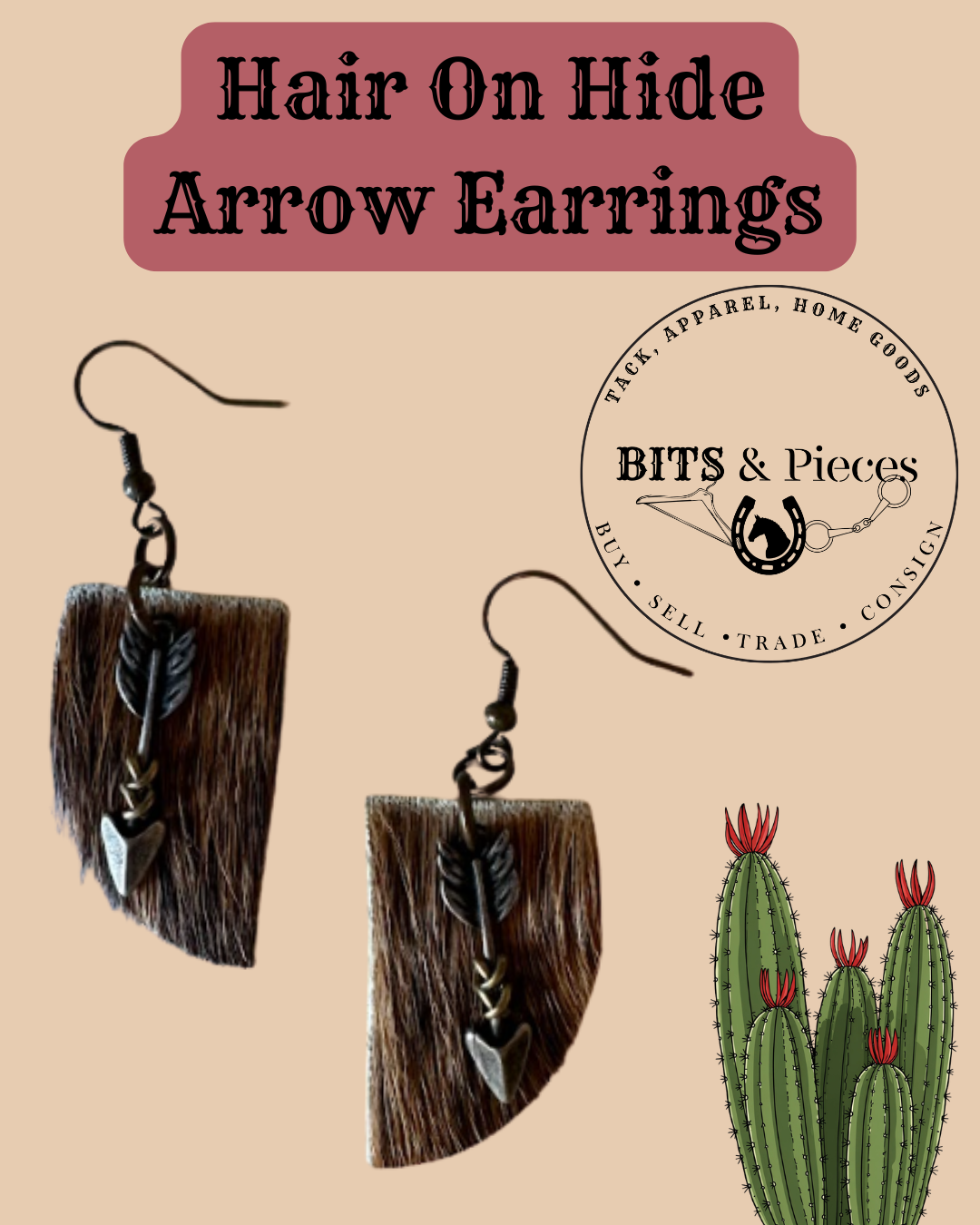 Hair on Hide Arrow Earrings