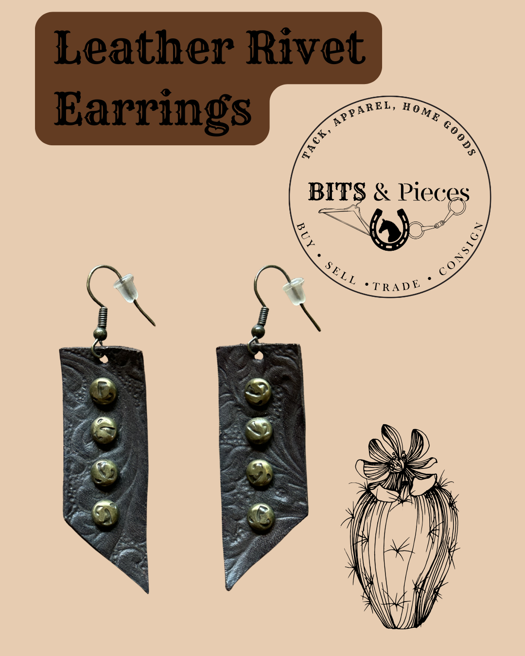 Leather Rivetted Earrings