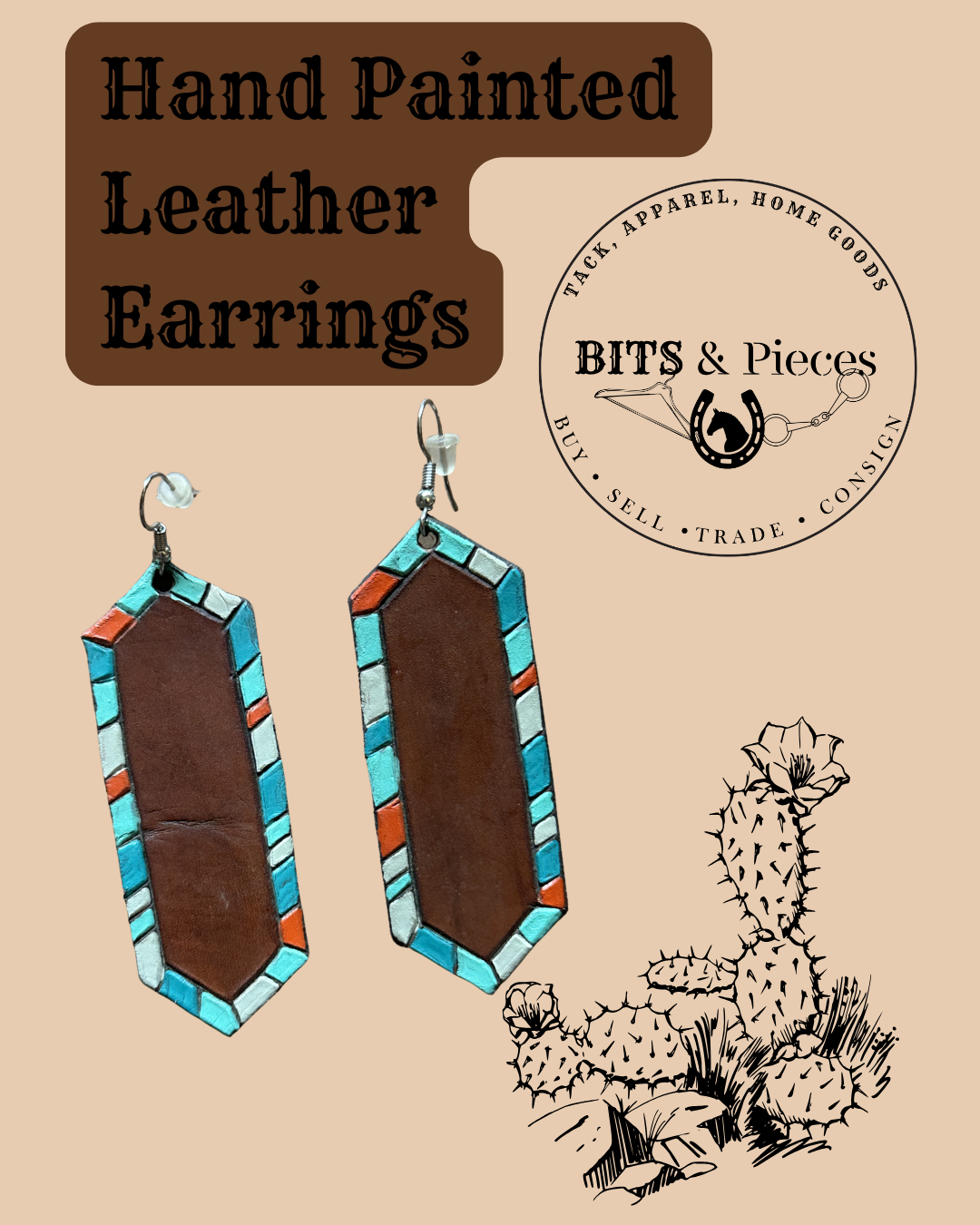 Leather Painted Earrings