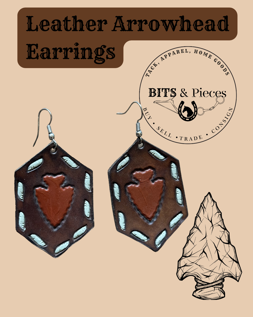 Leather Arrowhead Earrings