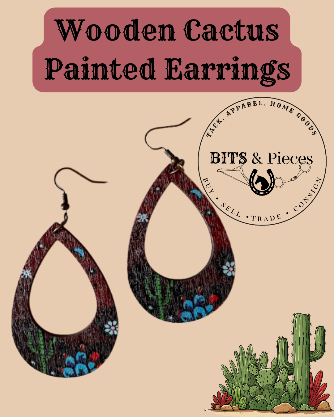 Desert Scape Wooden Earrings