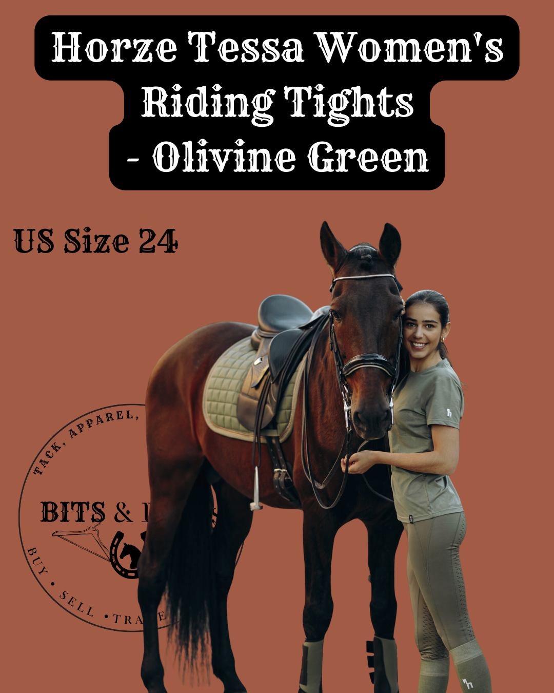 Horze Tessa Women's Riding Tights - Olivine Green