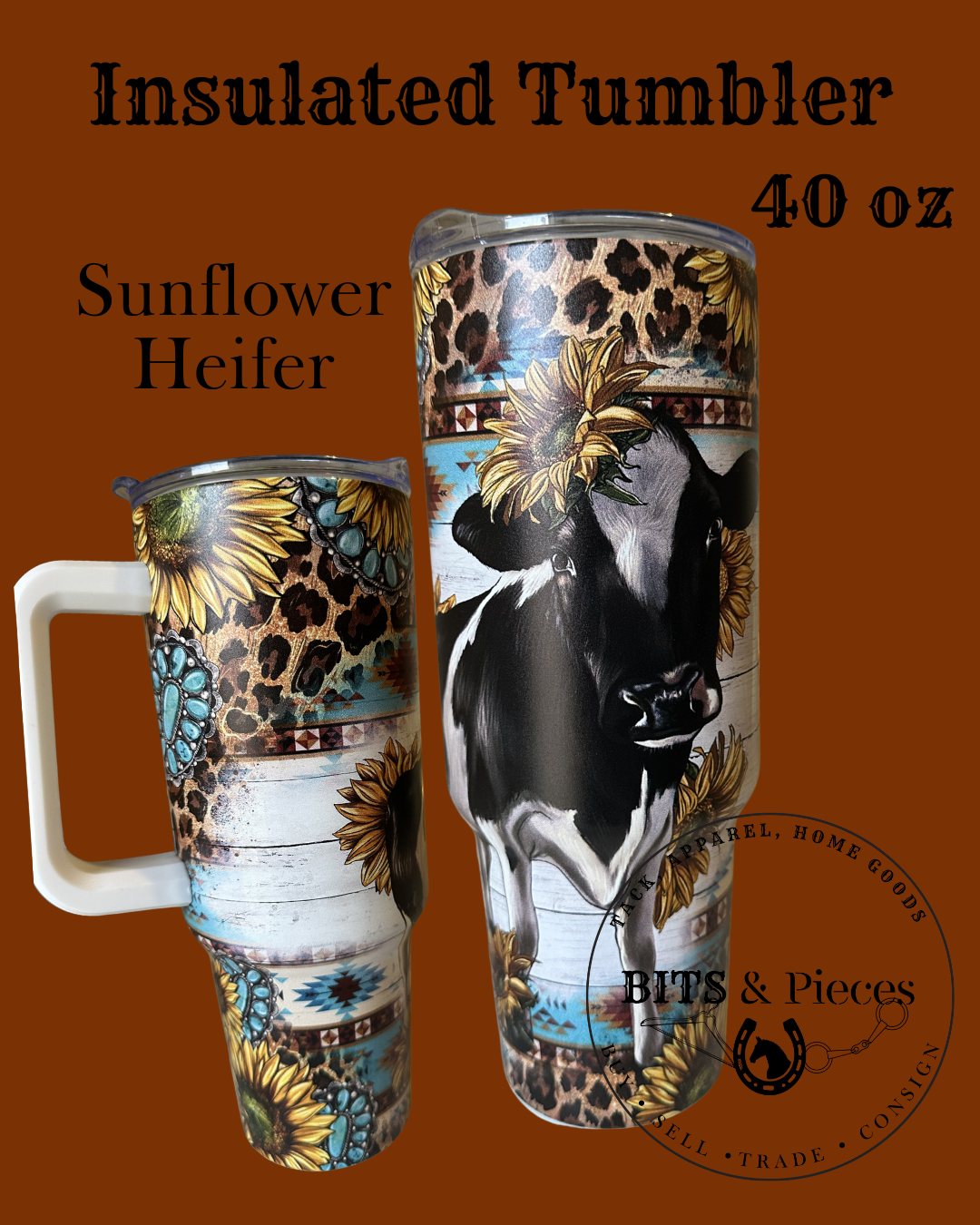 Sunflower Heifer 40 oz Insulated Tumbler