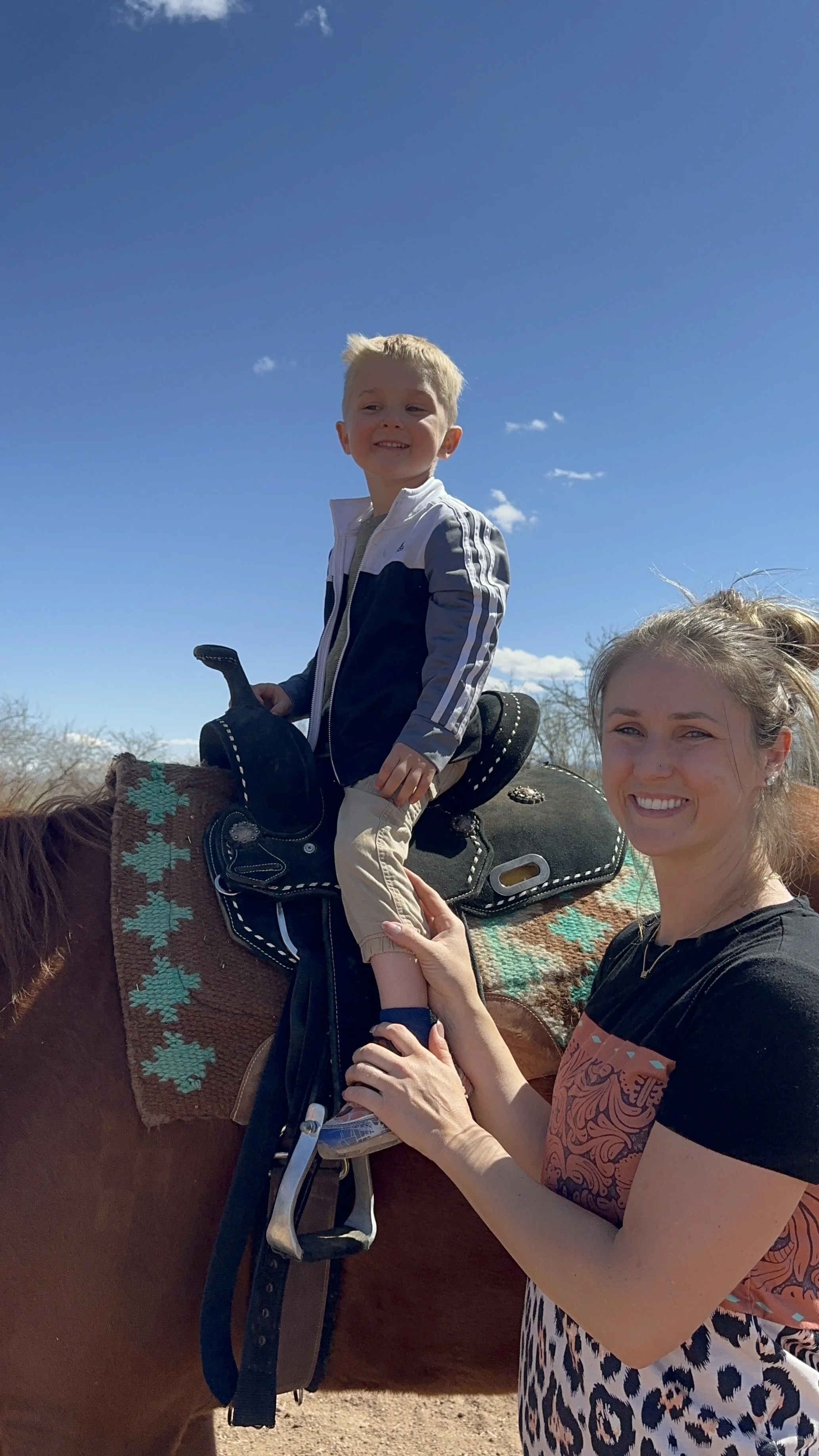 Wade's first time on his own horse, Lover Boy!