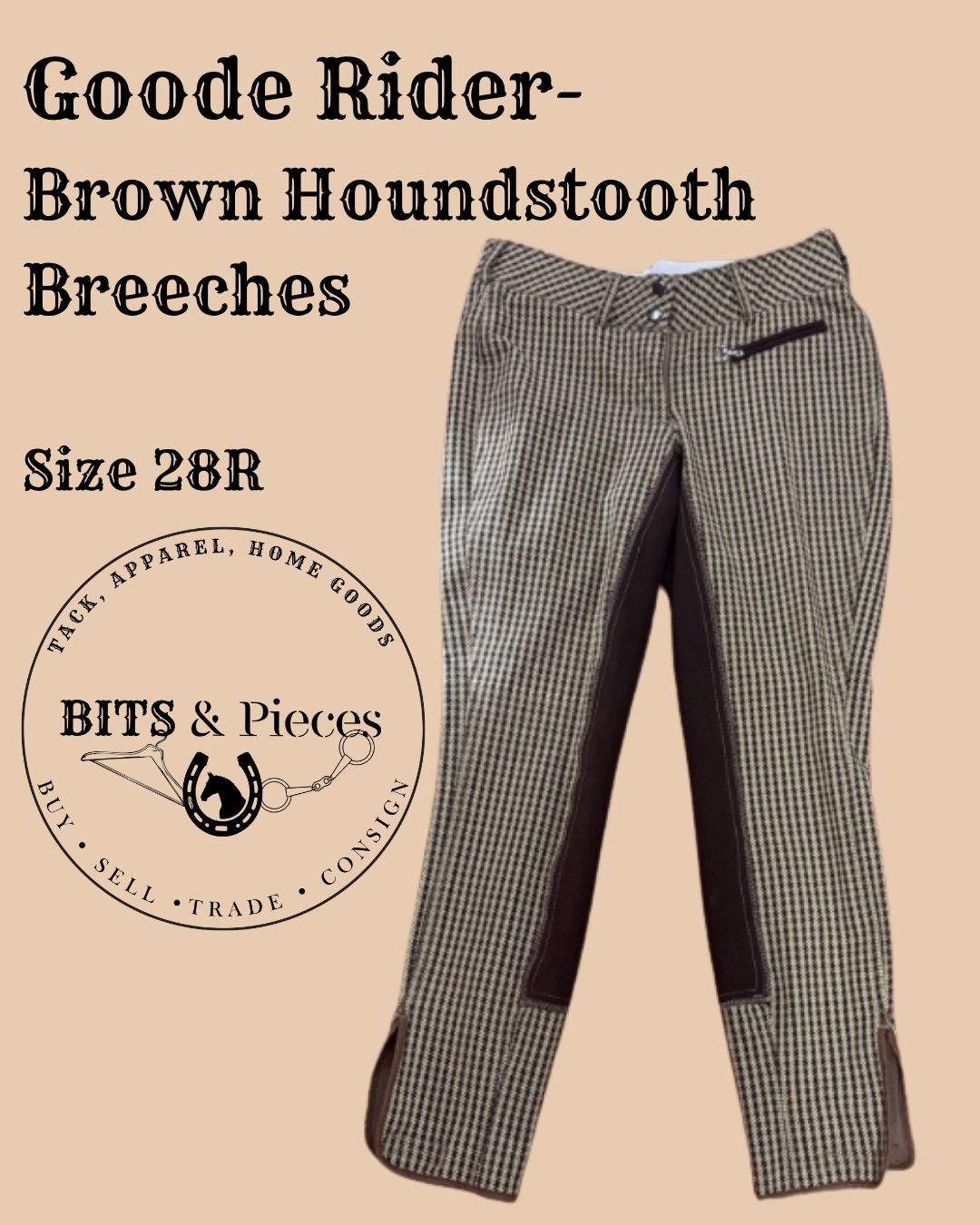 Goode Rider Full Seat Breeches- Brown Houndstooth
