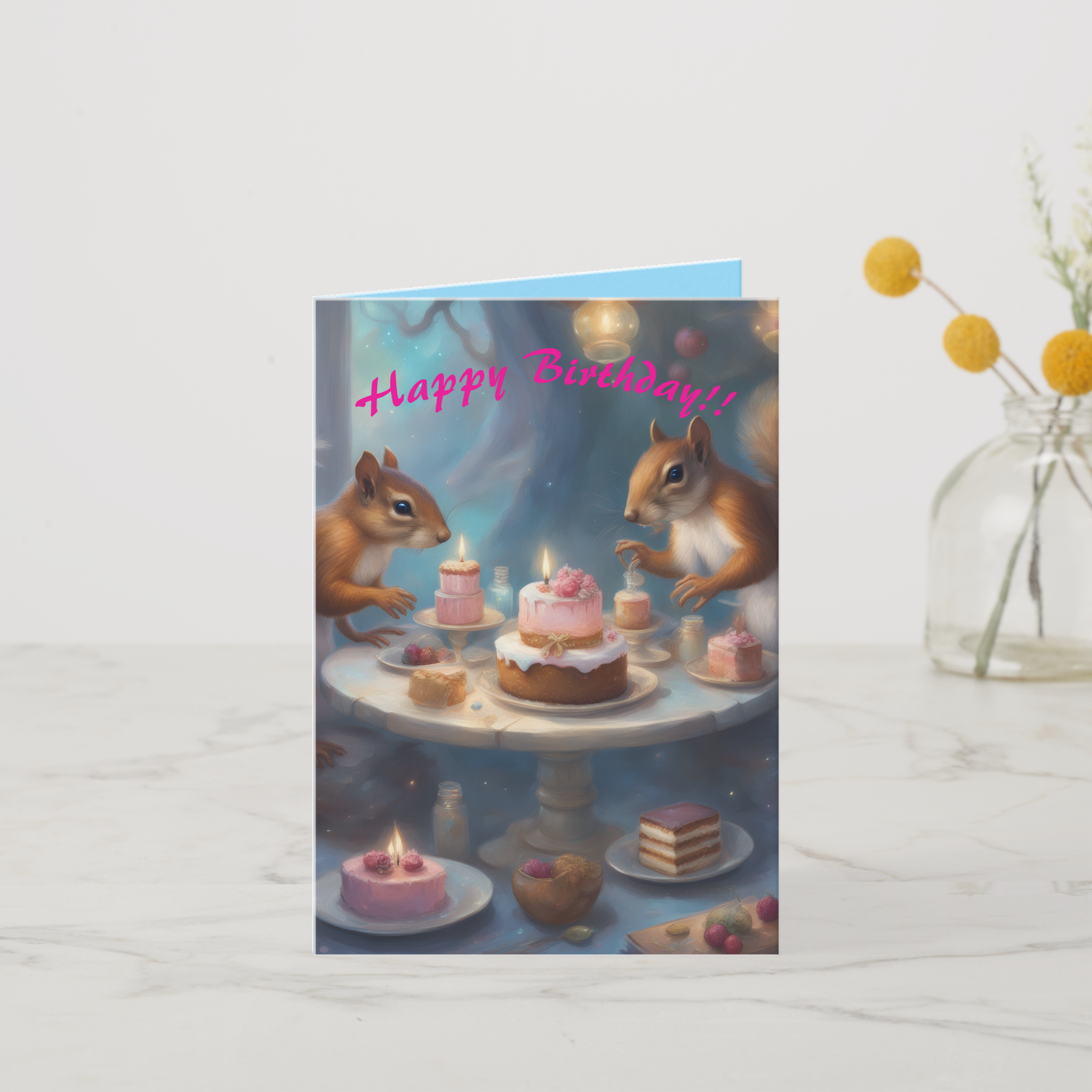 Whimsical Squirrel Birthday Card