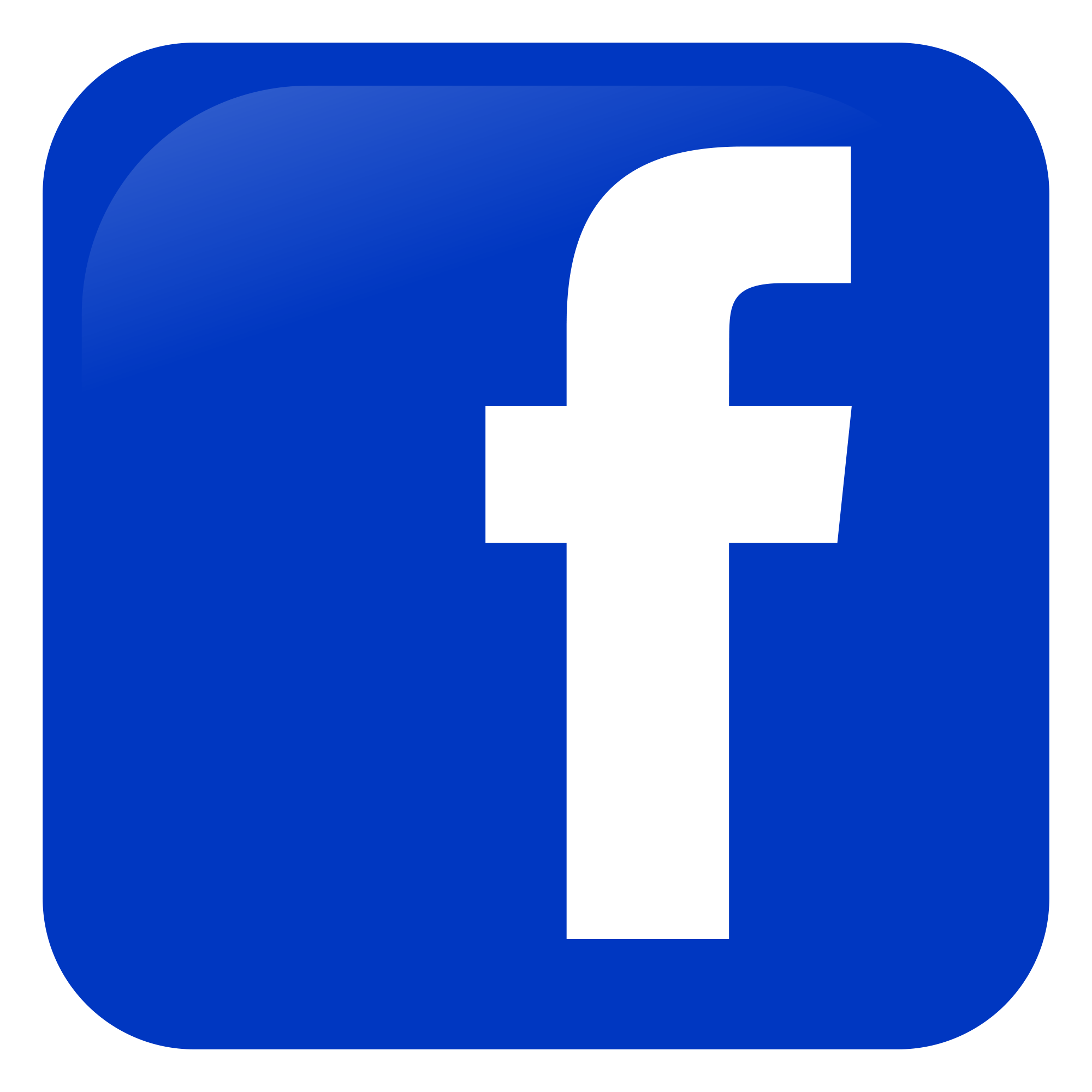 Facebook logo with a blue rounded square and a white lowercase 'f' in the center.