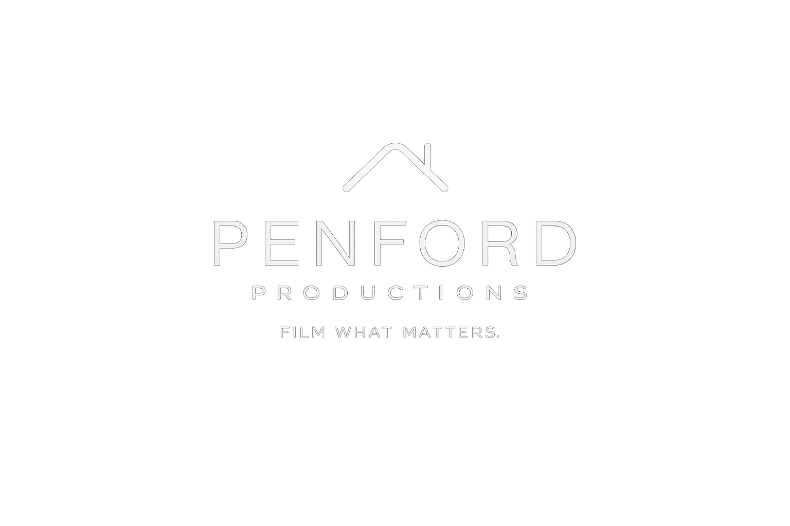 Logo for Penford Productions with a stylized house roof and the tagline 'Film What Matters'.