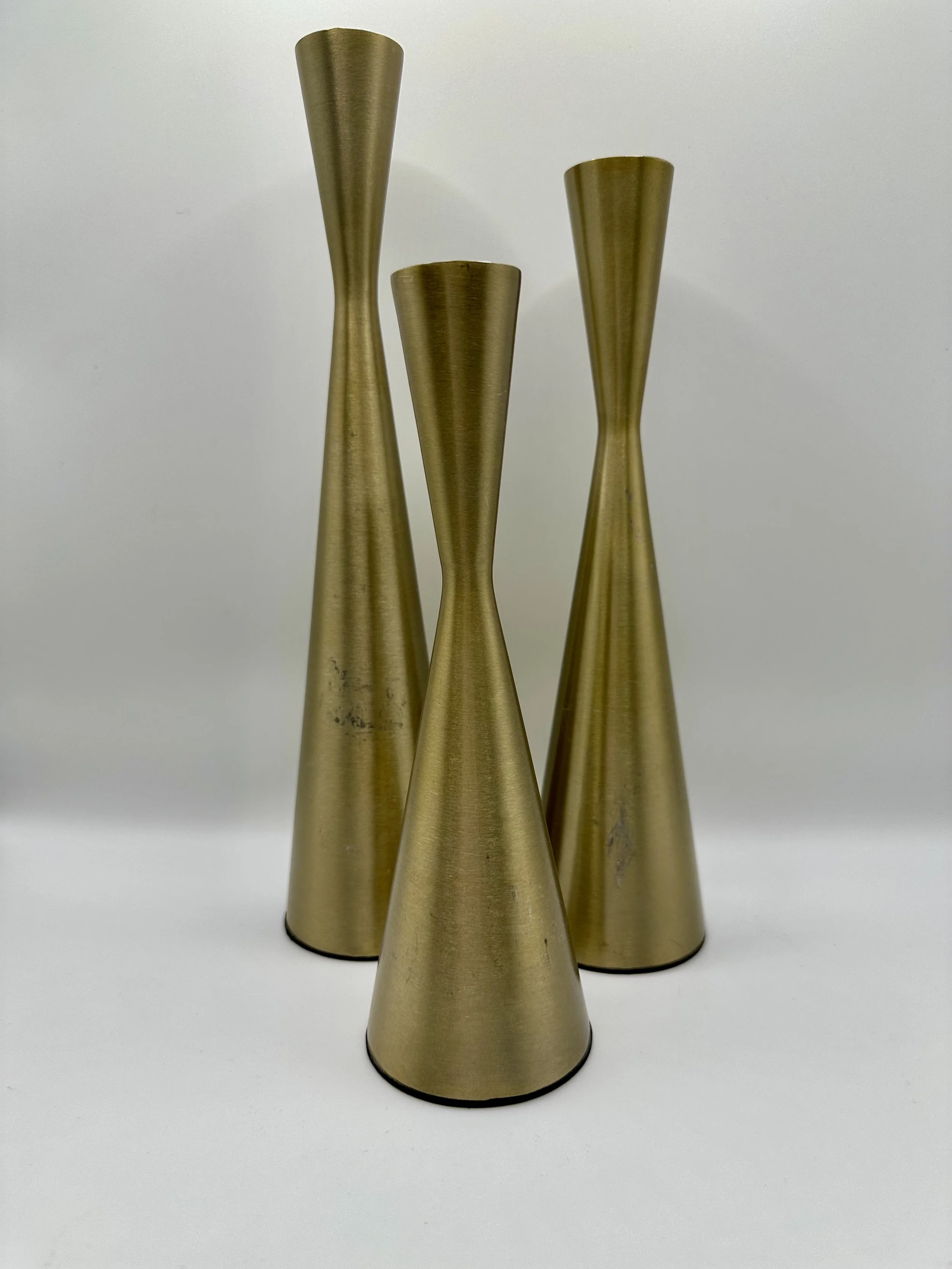 Vixdonos Brass Gold Metal Taper Candle Holders Set of 3 - As Is - 10.5" Tallest