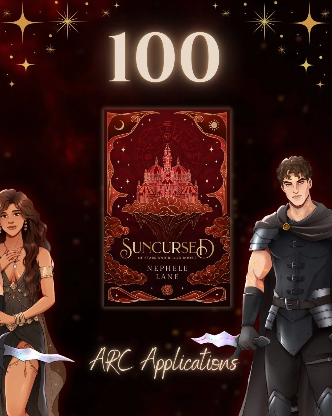 100 🥳🎉 If you&rsquo;ve applied, check your inboxes for updates! Thank you to everyone for your support and enthusiasm for SUNCURSED. I wanted to get 100 ARC applicants organically (without paid promotions) by June 1st, and thanks to you I&rsquo;ve 