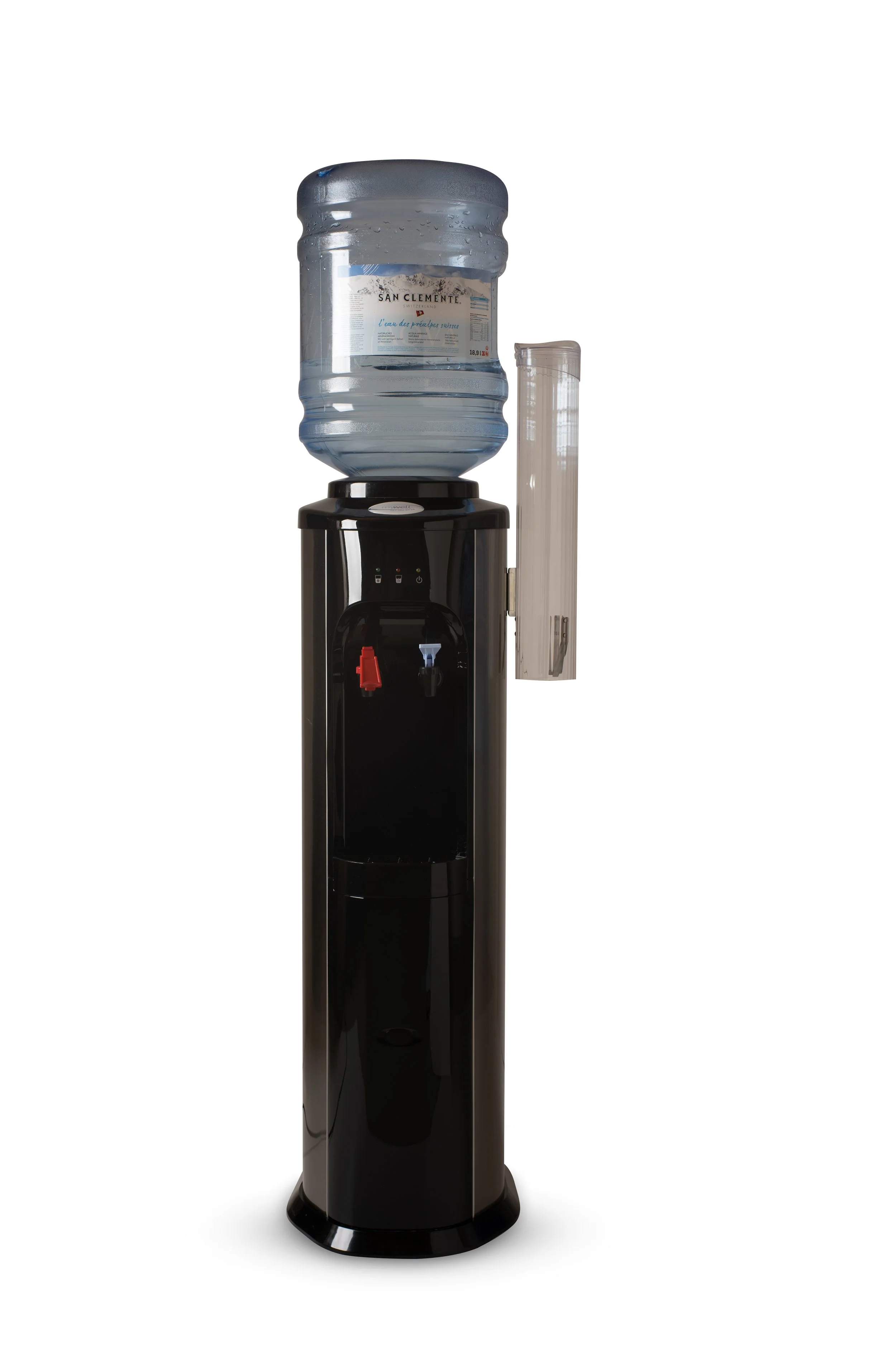 Wasserspender mit einem großen Wasserbehälter und einem Wasserhahn