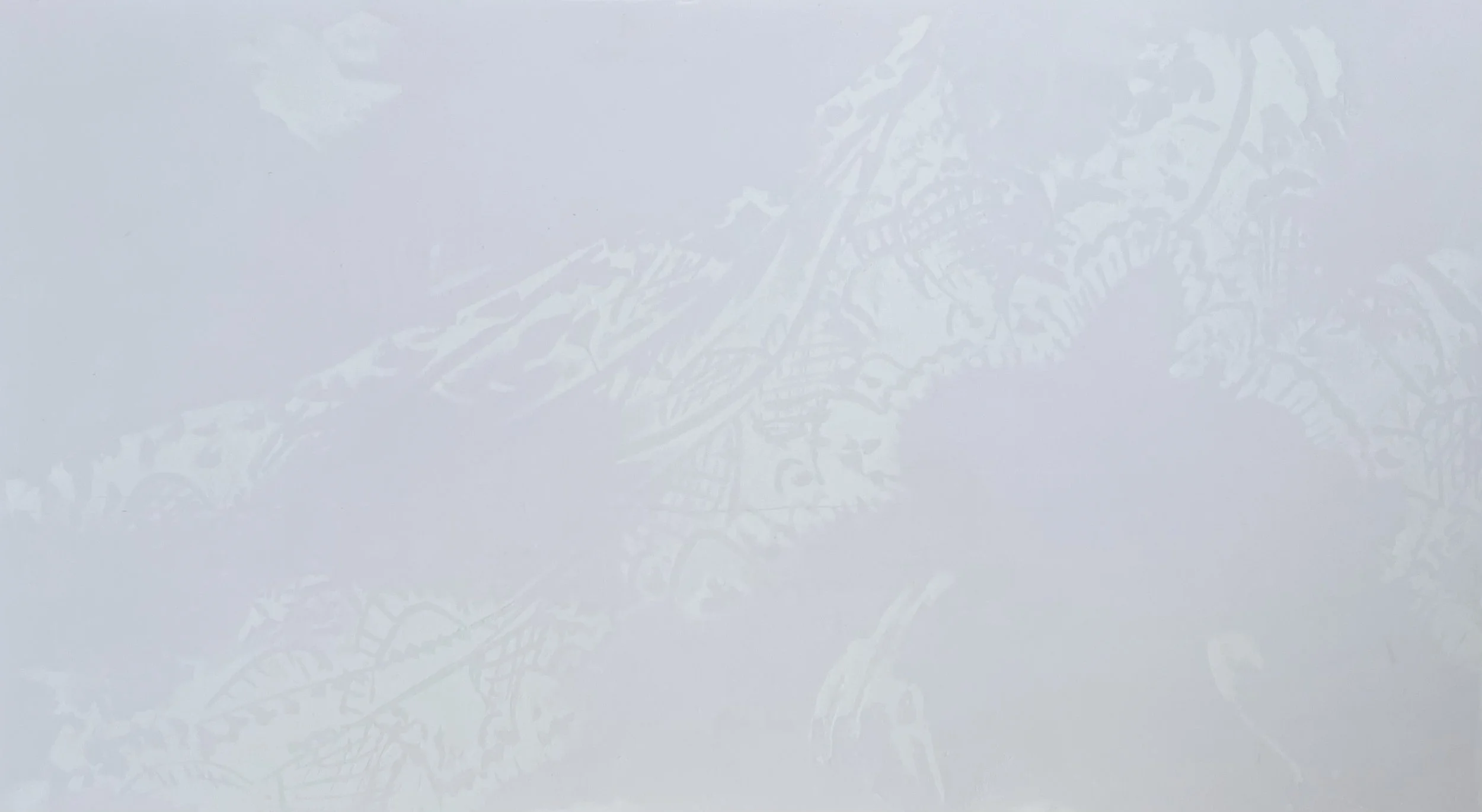 Out From Under, 2025, Joint compound and house paint on panel, 24" x 13 1/4"
