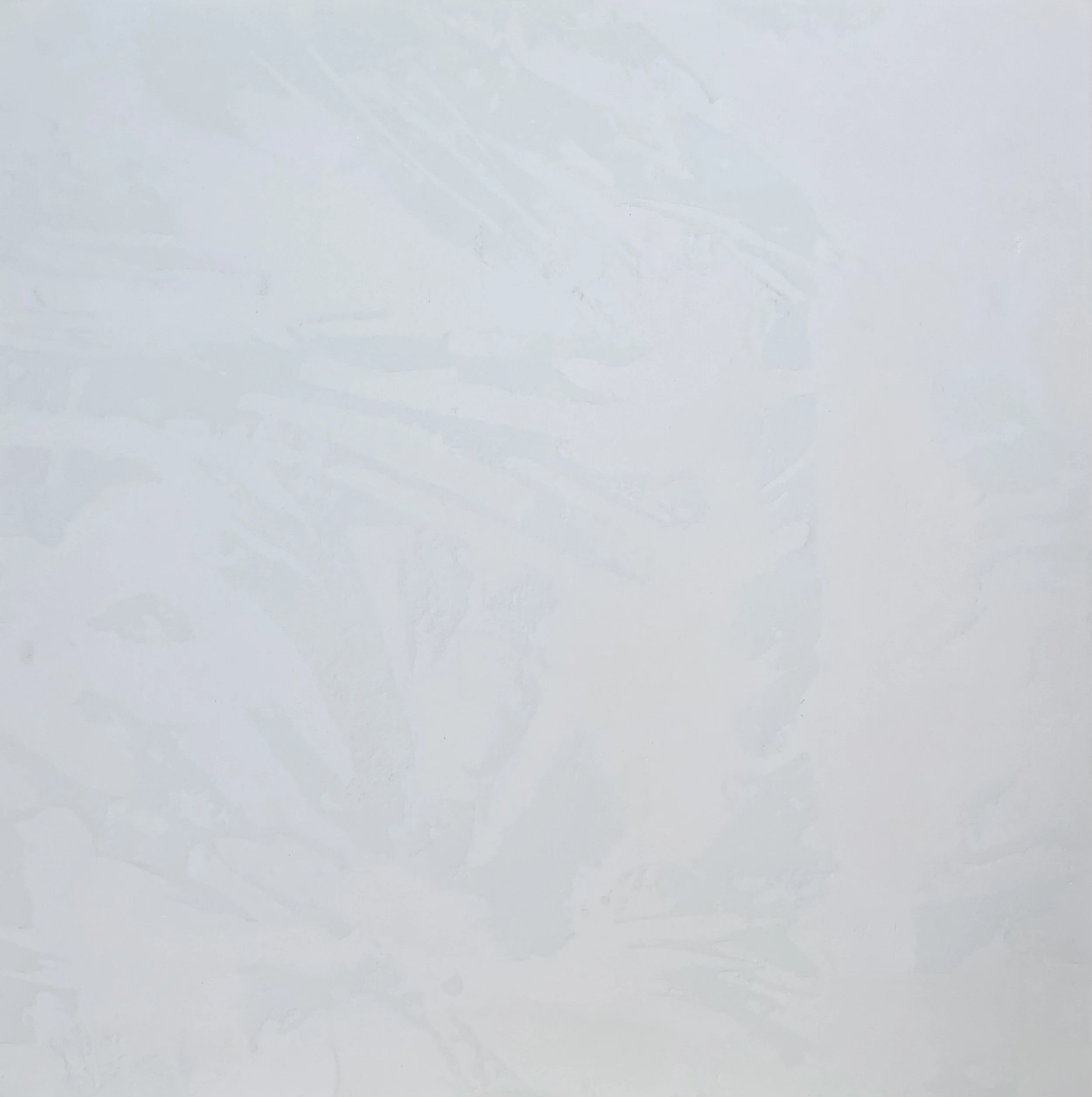 Sue She, 2025, Joint compound and house paint on panel, 16" x 16"