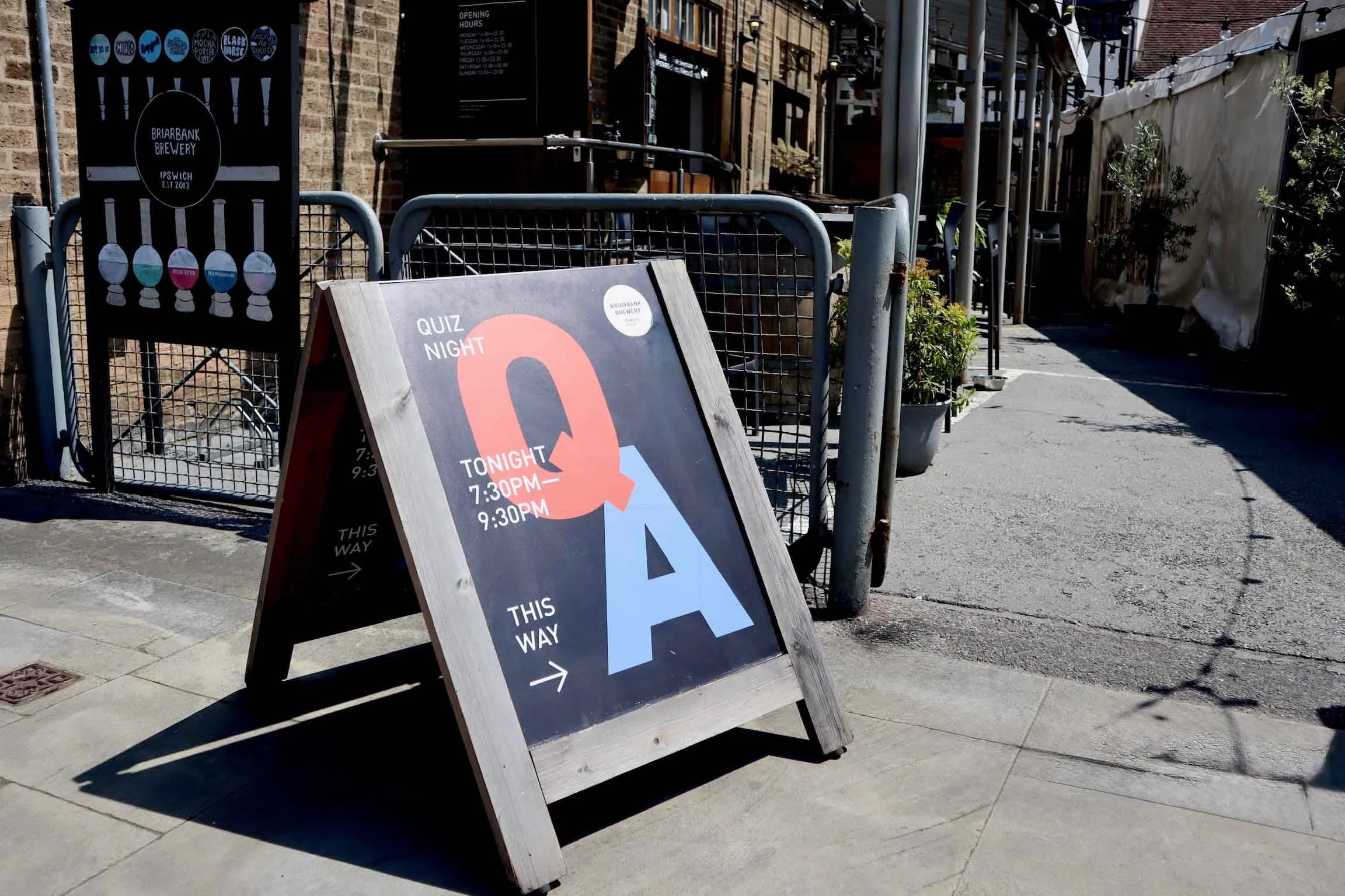 Quiz board showcasing quiz night at the Briarbank